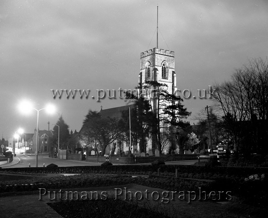 Ref 1205 All Saints Church newly illuminated February 1962