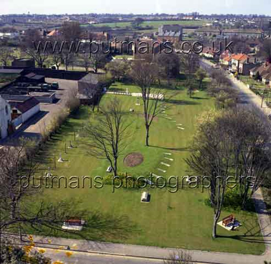 Ref 1504 View from Church Tower - gardens April 1971 pre war memorial