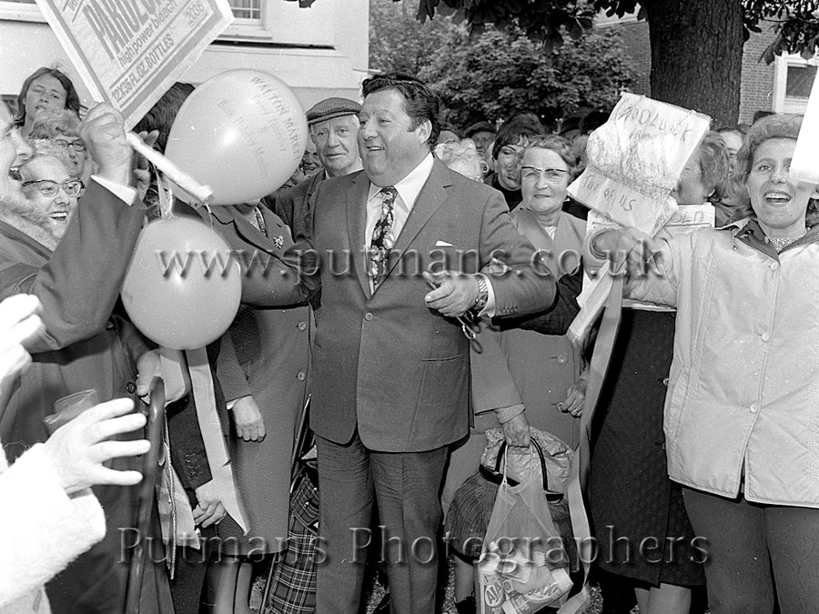 Ref 1237 Monty Modlyn opening Walton's new market 22nd June 1972