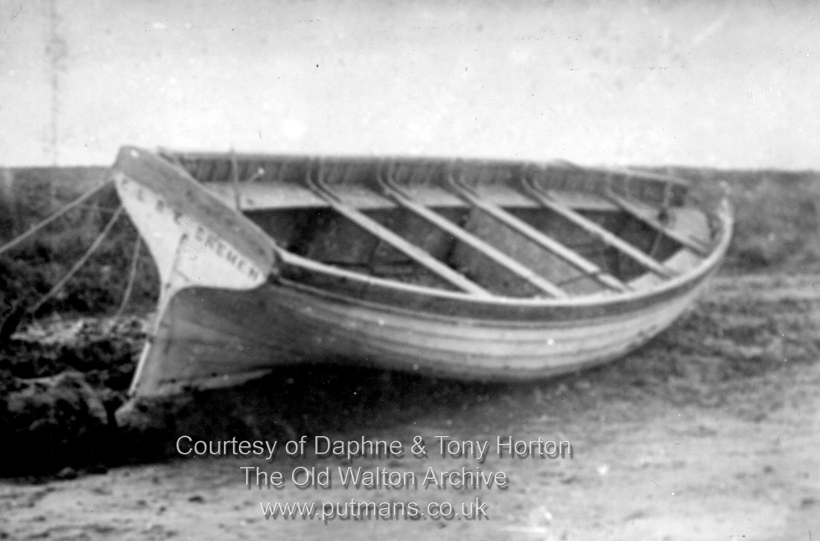 Ref 3192 Lifeboat from the Elbe disaster washed into the backwaters Feb 1895