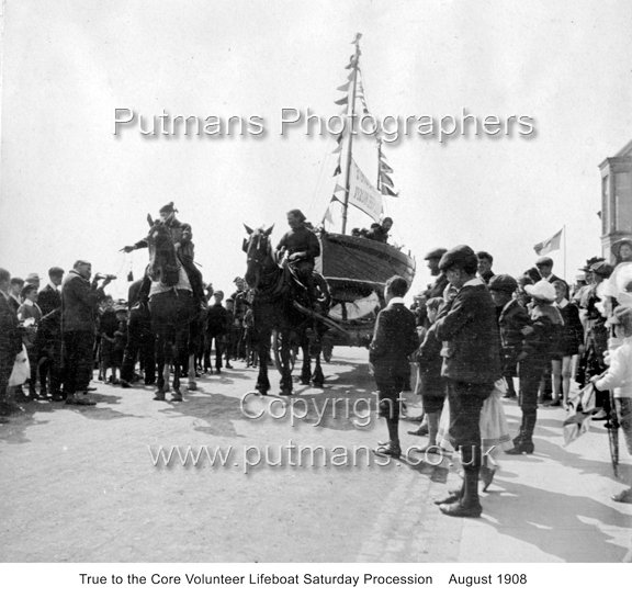 Ref 2805 True to the Core Lifeboat procession 1908