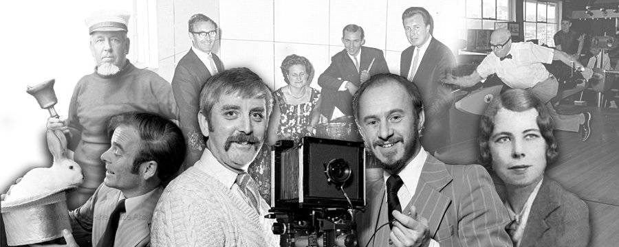 Pete Frost and David West surrounded by people from the Old Walton Archive