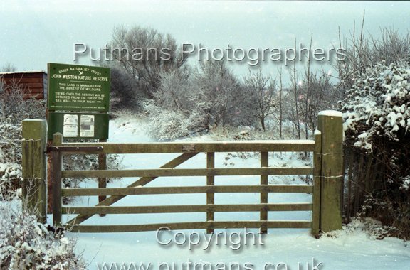 Ref 2543 John Weston Reserve - original entrance gate under snow
