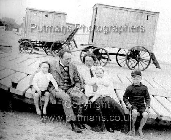Ref 2621 East Beach Carter bathing machines with lifeboat launching ramp