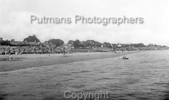 Ref 2781 Naze Beach showing old lifeboat ramp & swimming raft c1950