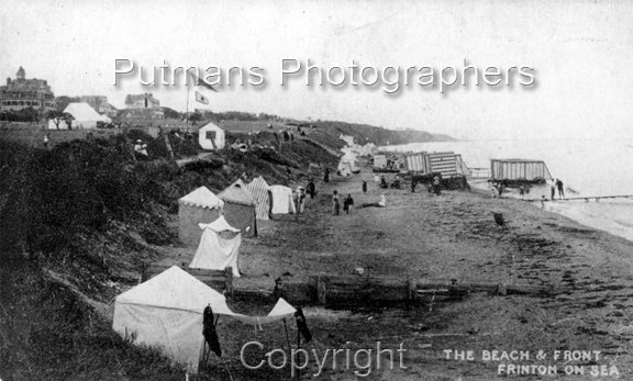 Ref OF505 Beach scene with tents & Bathing Machines