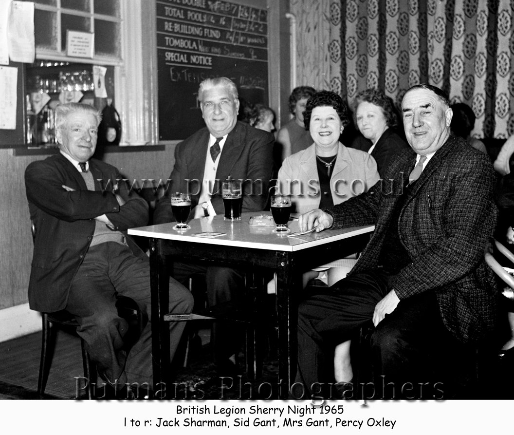 Jack Sharman, Sid Gant & wife, Percy Oxley 1965 British Legion Sherry Night