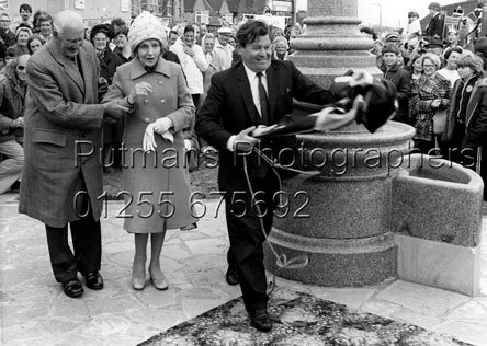 Norman Bernard unveiling reclaimed fountain 1978 assisted by Ursula Bloom authoress