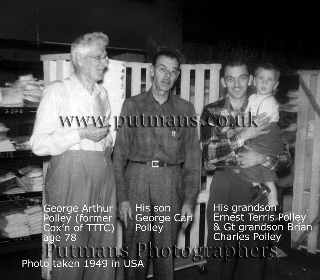 Polley George Arthur (TTTC Lifeboat Cox'n) with son, grandson & Gt grandson