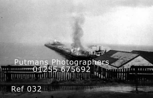 Ref 032 Pier on fire at both ends. 1942