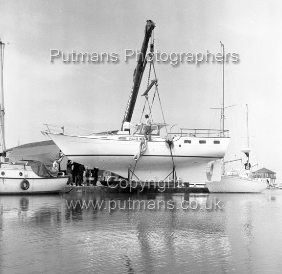 Ref 2453 Halls Boatyard boat launch 18th April 1973