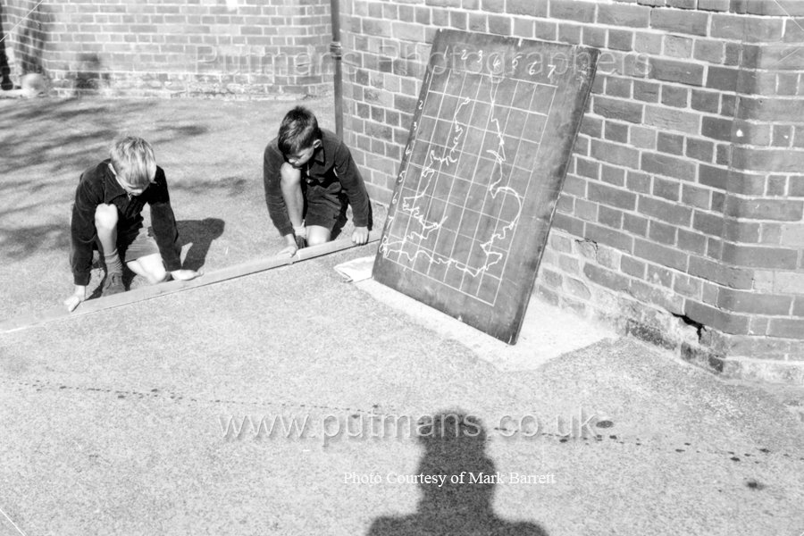 Ref F4 Junior 4 boys draw a map on playground c1955