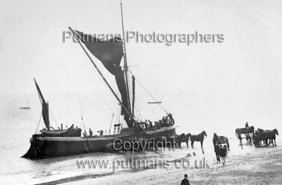 Ref 2879 Horses unloading barge on beach