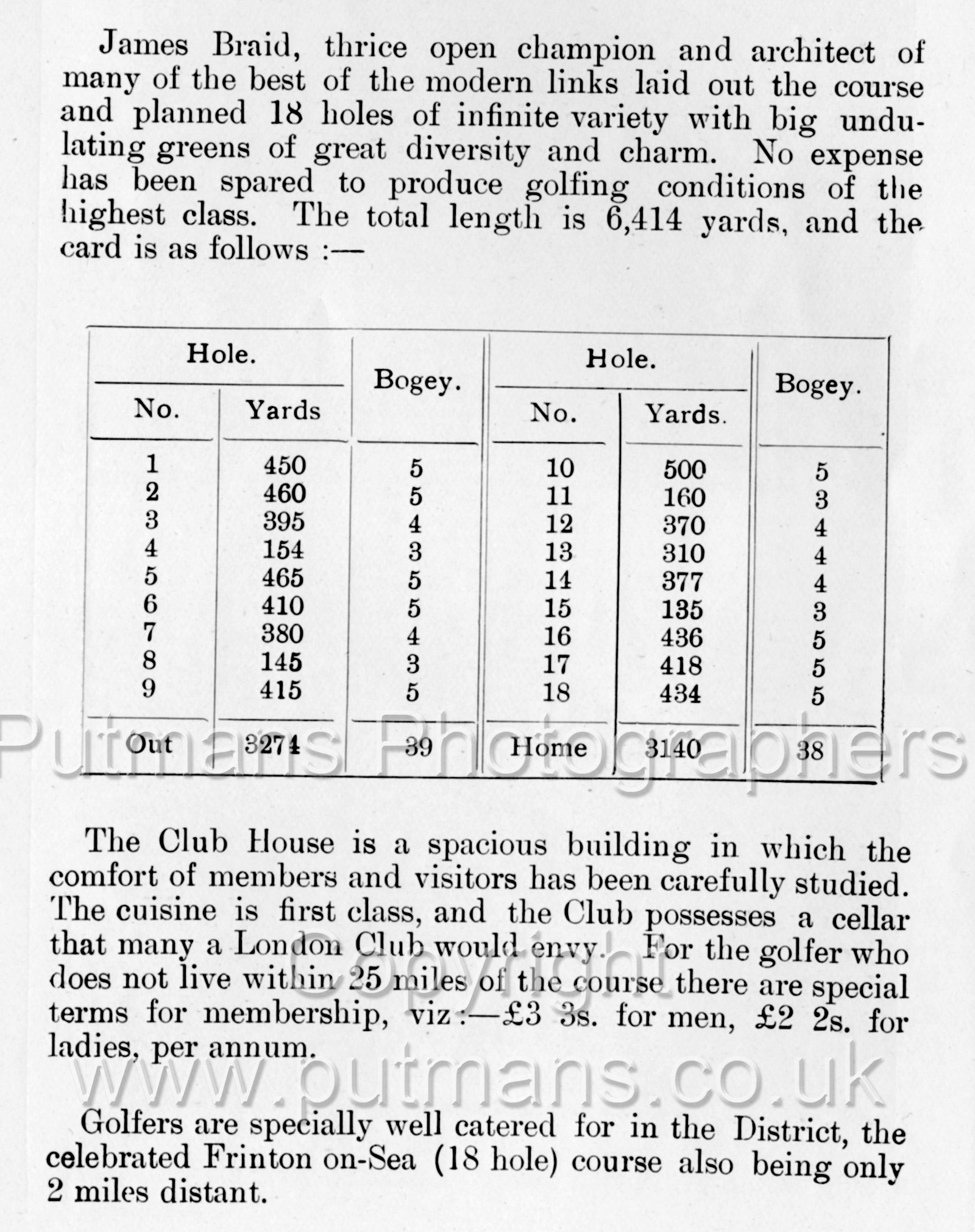 Ref 3022 Golf Course Details  from Walton's Official Handbook 1930s