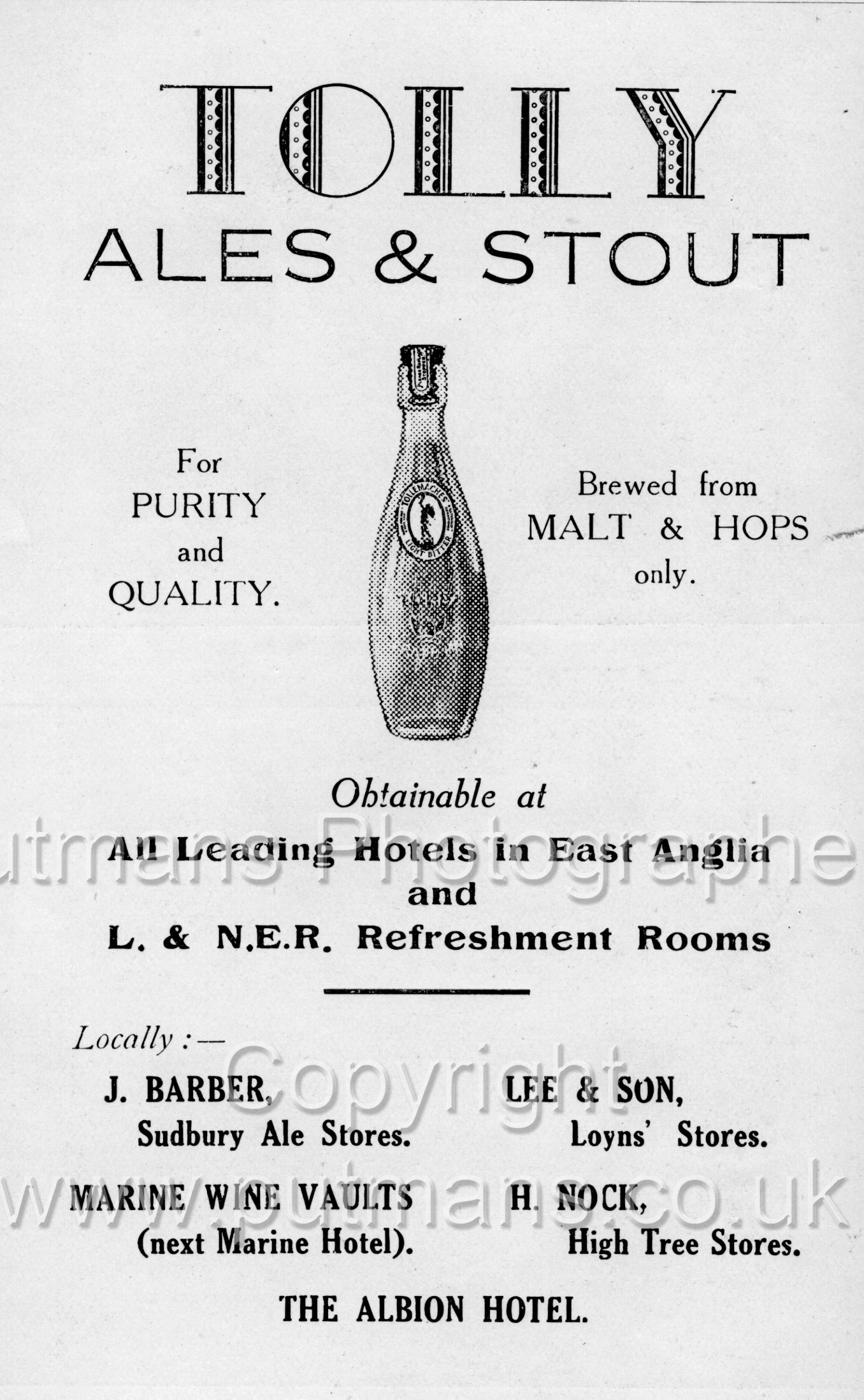 Ref 3023 Tolly Advert  from Walton's Official Handbook 1930s