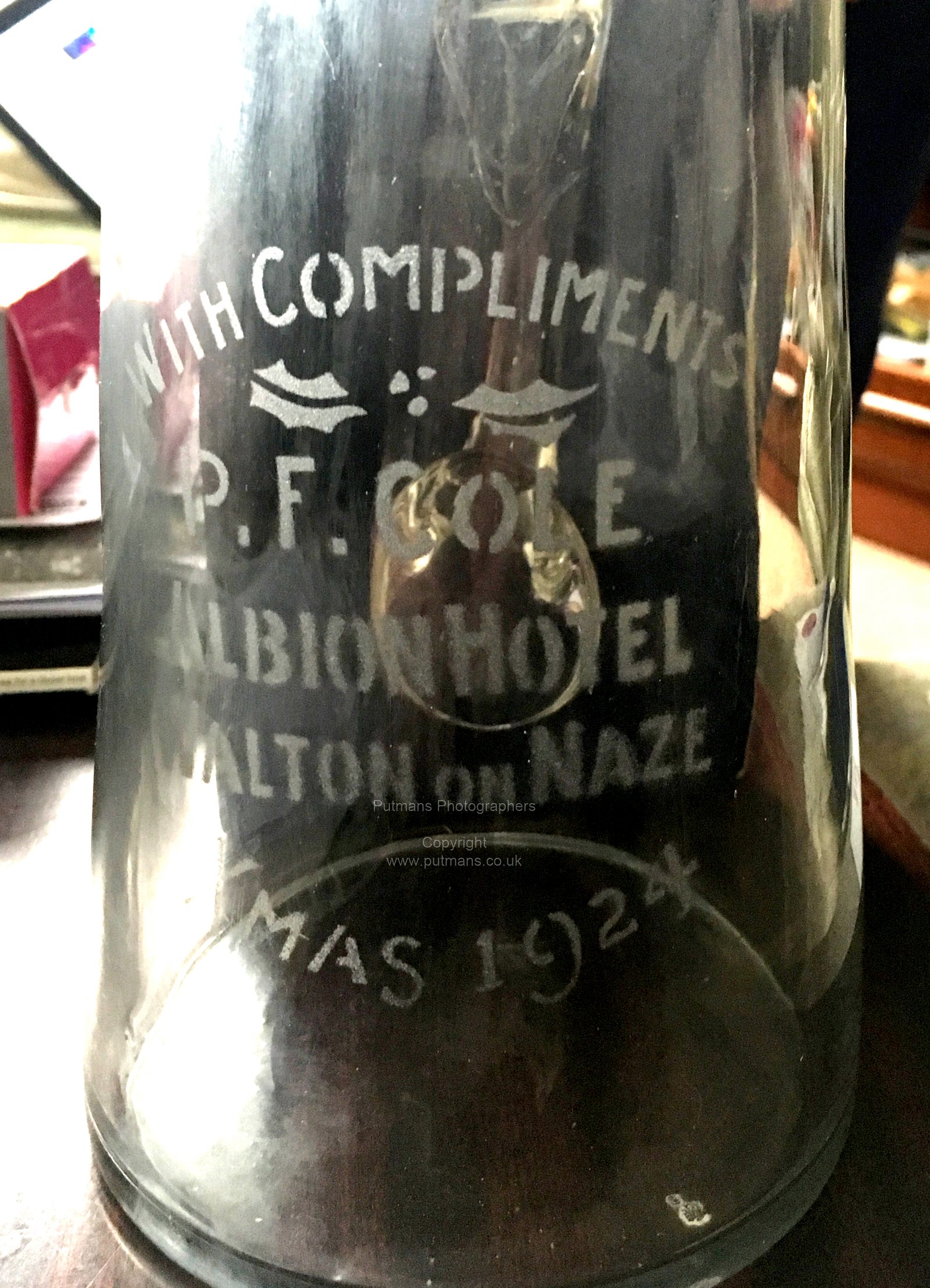 Ref 3053 Glass from Albion Hotel 1924