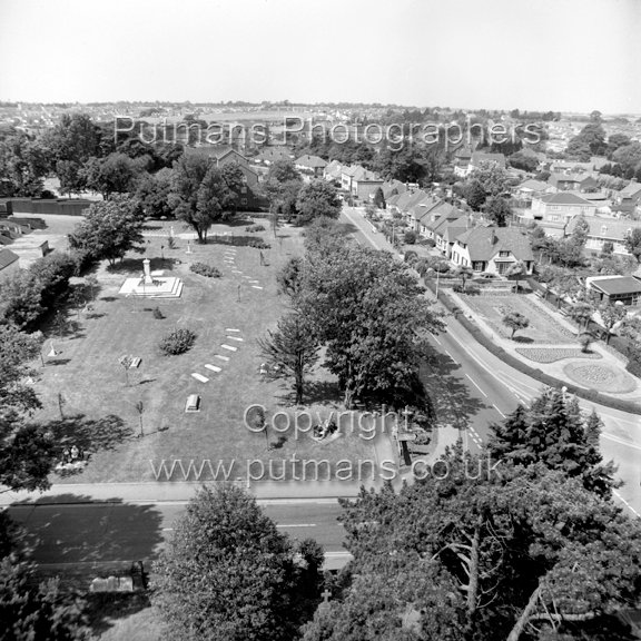 Ref 2681 View from church tower of the new memorial gardens July 1976