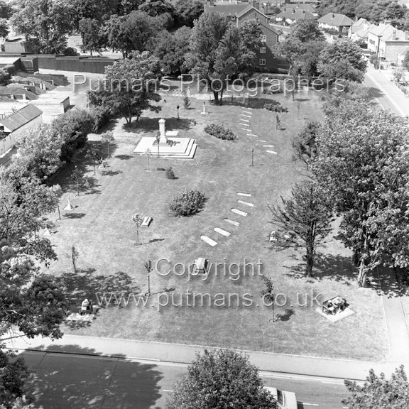 Ref 2685 View from church tower of the new memorial gardens July 1976