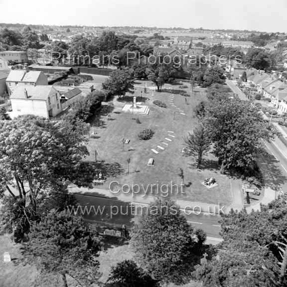 Ref 2686 View from church tower of the new memorial gardens July 1976